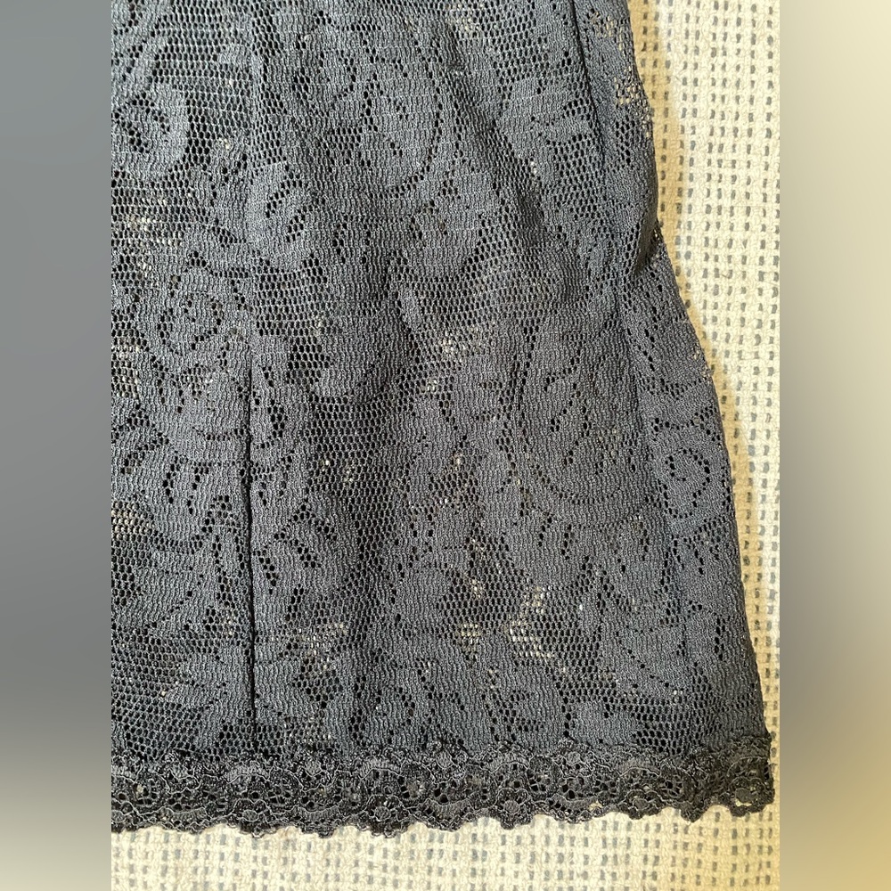 Vtg Y2K Victoria's Secret Black Lace Keyhole Front Plunge Full Length Tank - Picture 3 of 9